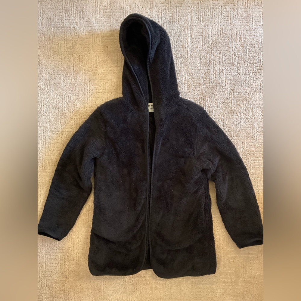 Aritzia Sunday Best Alisya Teddy Sherpa Hooded Jacket Sweater Black XXS Fits M